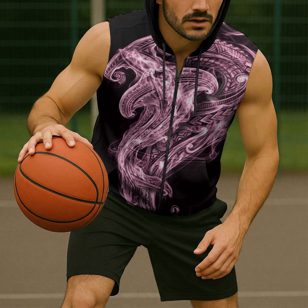 Mawhero Maori Tribal Hammershark Ghost Spirit Sleeveless Zip Hoodie