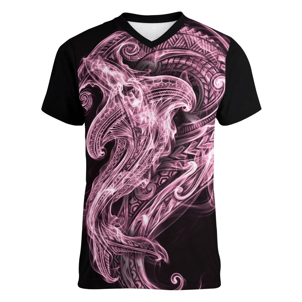Mawhero Maori Tribal Hammershark Ghost Spirit Women V-Neck T-Shirt