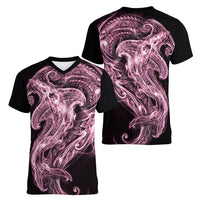 Mawhero Maori Tribal Hammershark Ghost Spirit Women V-Neck T-Shirt