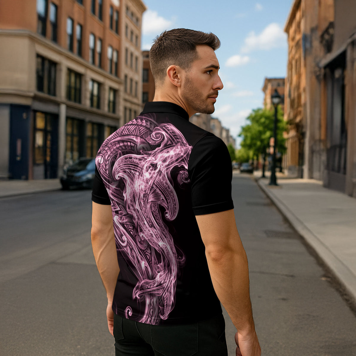 Mawhero Maori Tribal Hammershark Ghost Spirit Zipper Polo Shirt