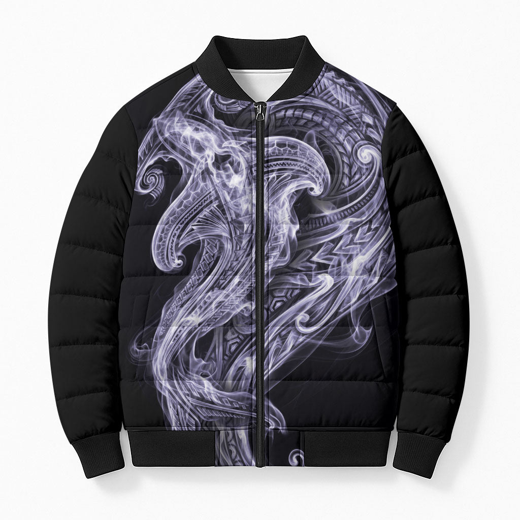 Waiporoporo Maori Tribal Hammershark Ghost Spirit Bomber Puffer Jacket