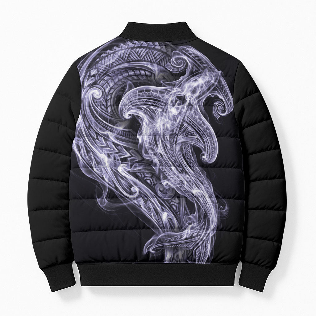 Waiporoporo Maori Tribal Hammershark Ghost Spirit Bomber Puffer Jacket