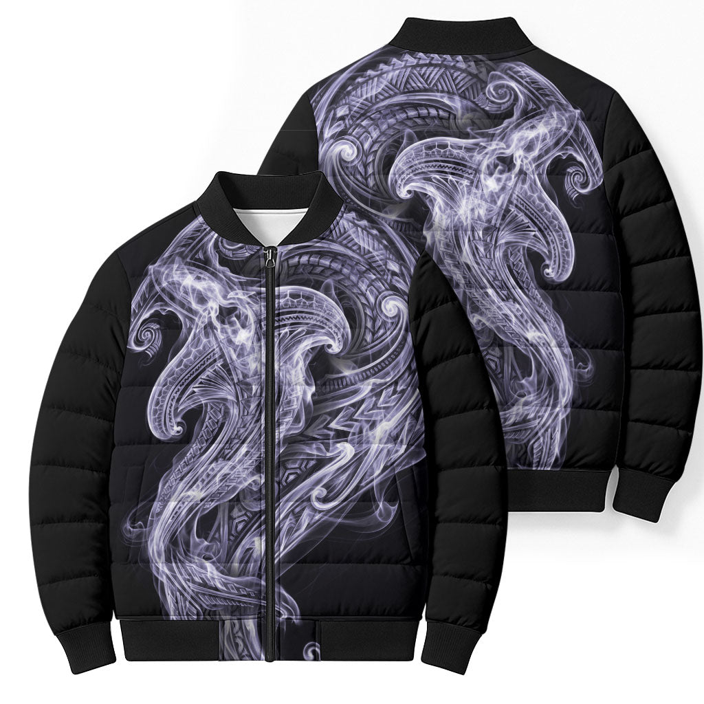 Waiporoporo Maori Tribal Hammershark Ghost Spirit Bomber Puffer Jacket