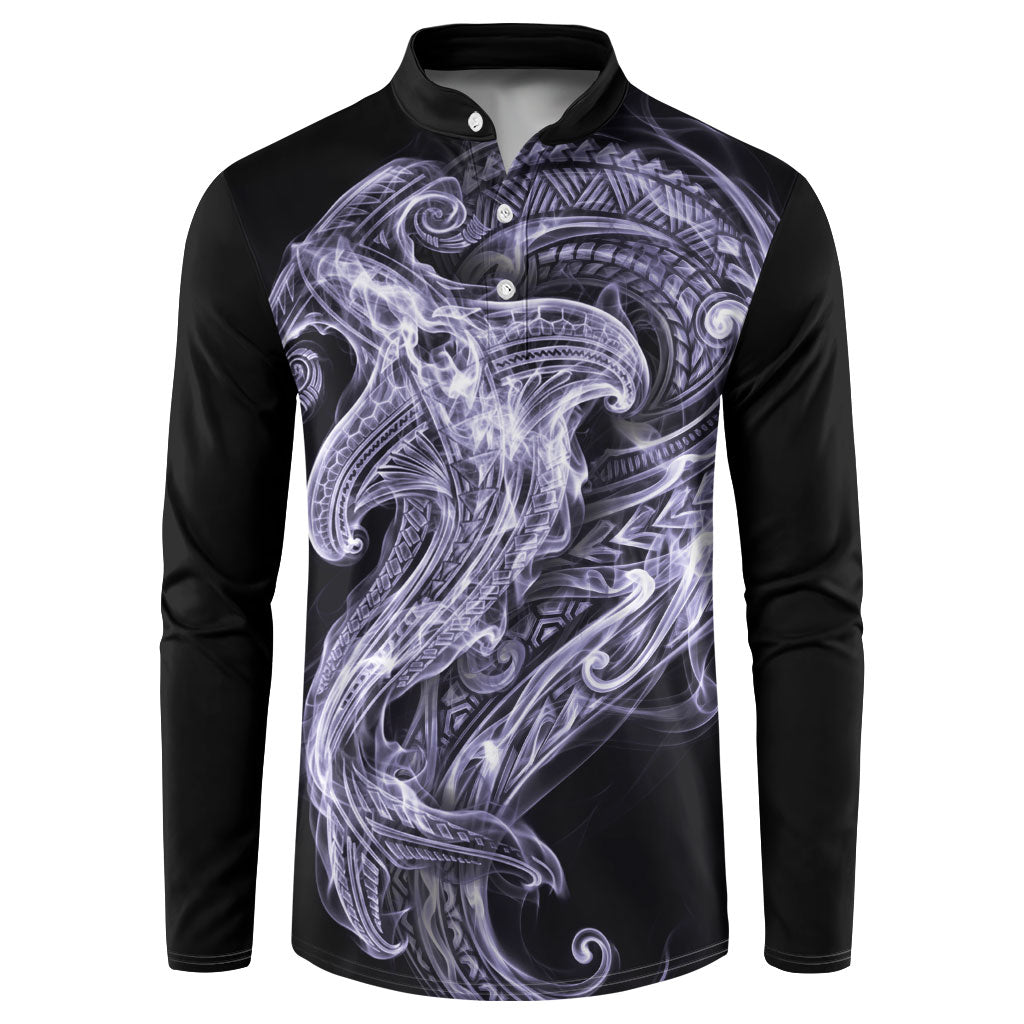 Waiporoporo Maori Tribal Hammershark Ghost Spirit Button Sweatshirt