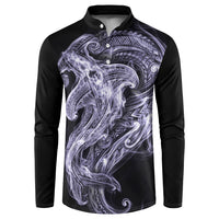 Waiporoporo Maori Tribal Hammershark Ghost Spirit Button Sweatshirt