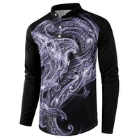 Waiporoporo Maori Tribal Hammershark Ghost Spirit Button Sweatshirt