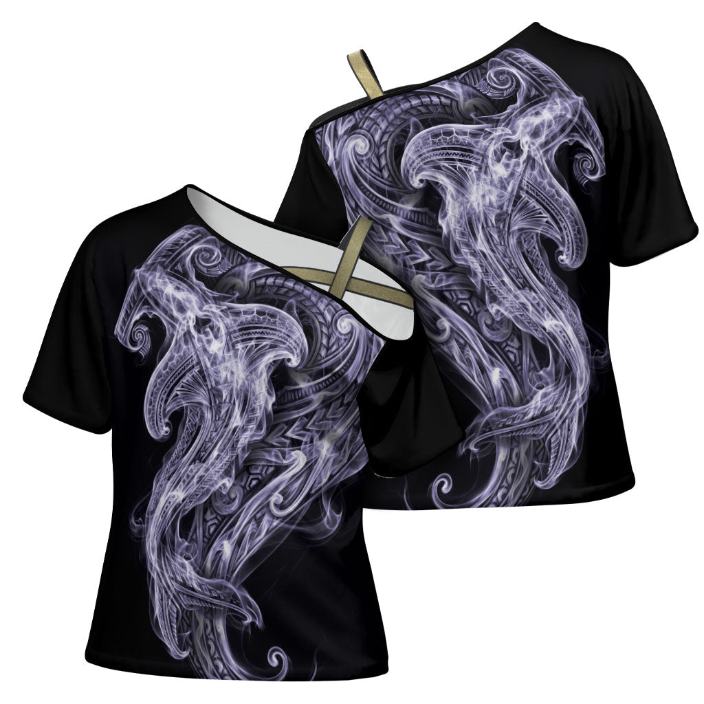 Waiporoporo Maori Tribal Hammershark Ghost Spirit Cross Shoulder Shirt