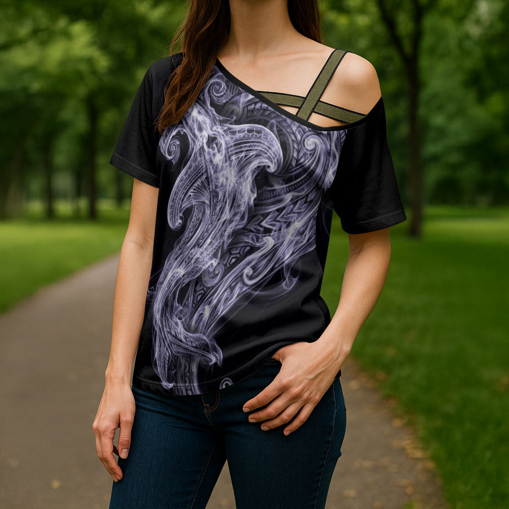 Waiporoporo Maori Tribal Hammershark Ghost Spirit Cross Shoulder Shirt