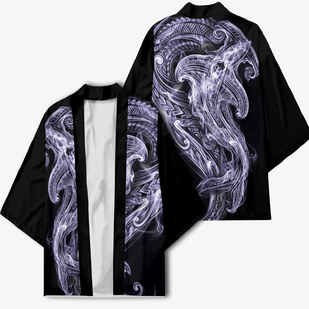 Waiporoporo Maori Tribal Hammershark Ghost Spirit Kimono