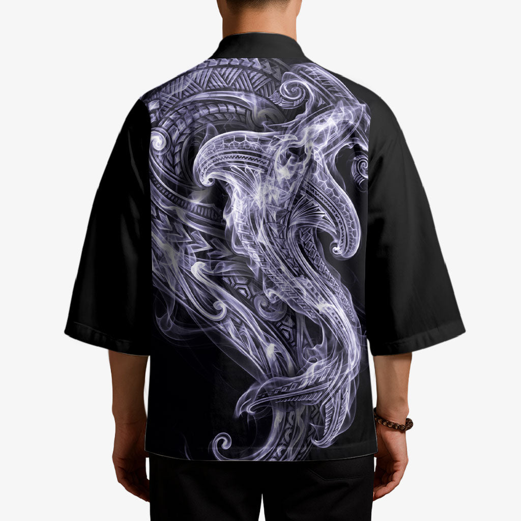 Waiporoporo Maori Tribal Hammershark Ghost Spirit Kimono