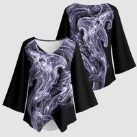Waiporoporo Maori Tribal Hammershark Ghost Spirit Kimono Sleeve Blouse