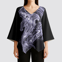 Waiporoporo Maori Tribal Hammershark Ghost Spirit Kimono Sleeve Blouse