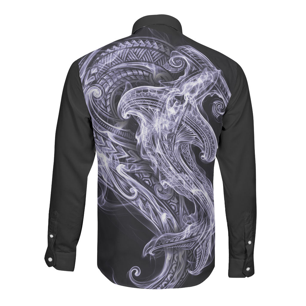 Waiporoporo Maori Tribal Hammershark Ghost Spirit Long Sleeve Button Shirt