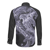 Waiporoporo Maori Tribal Hammershark Ghost Spirit Long Sleeve Button Shirt