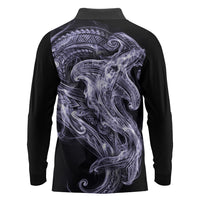 Waiporoporo Maori Tribal Hammershark Ghost Spirit Long Sleeve Polo Shirt