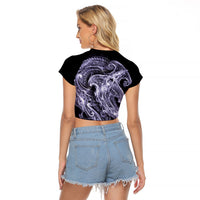 Waiporoporo Maori Tribal Hammershark Ghost Spirit Raglan Cropped T Shirt