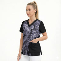 Waiporoporo Maori Tribal Hammershark Ghost Spirit Scrub Top