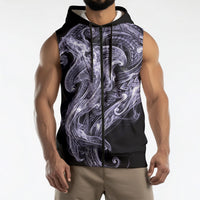 Waiporoporo Maori Tribal Hammershark Ghost Spirit Sleeveless Zip Hoodie
