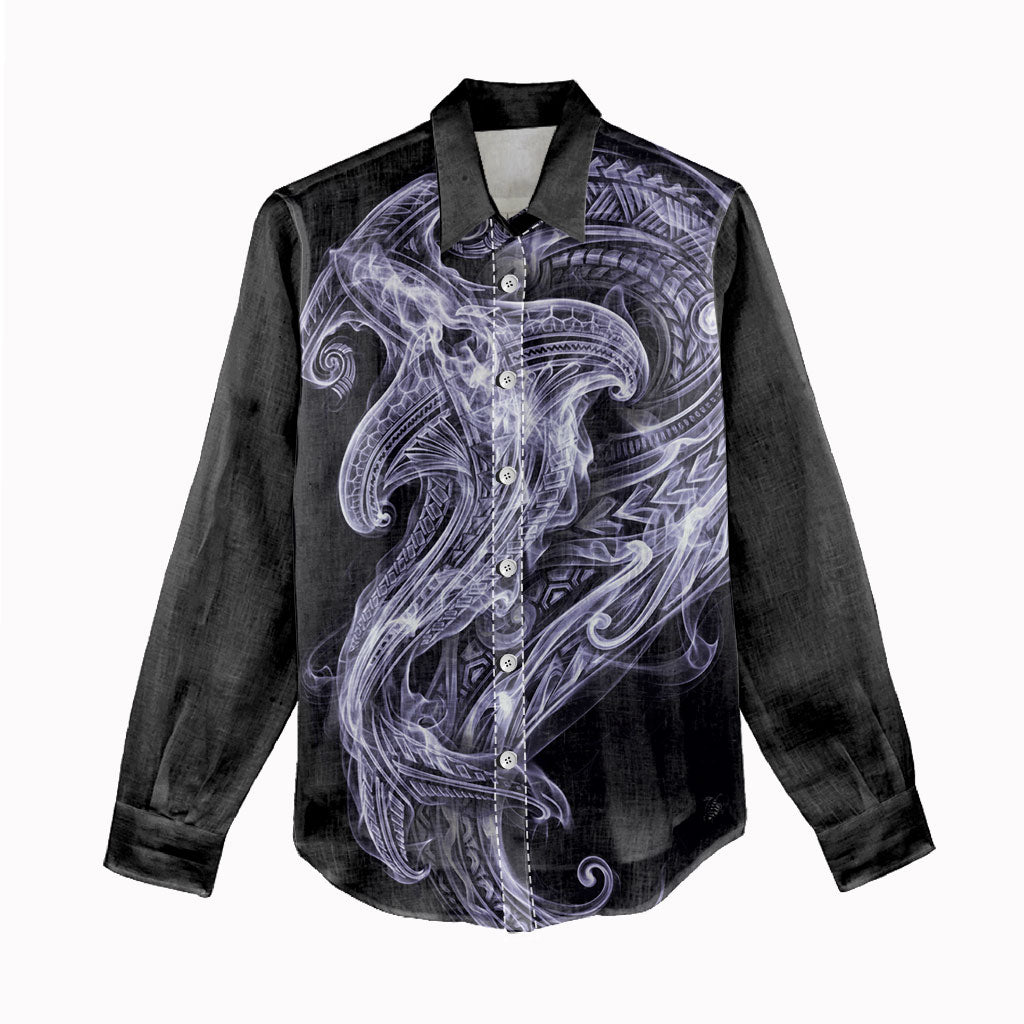 Waiporoporo Maori Tribal Hammershark Ghost Spirit Women Casual Shirt