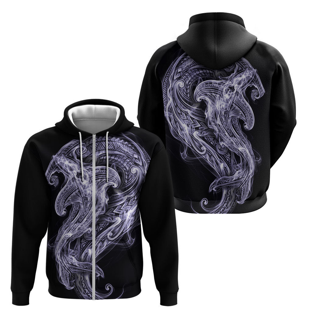 Waiporoporo Maori Tribal Hammershark Ghost Spirit Zip Hoodie