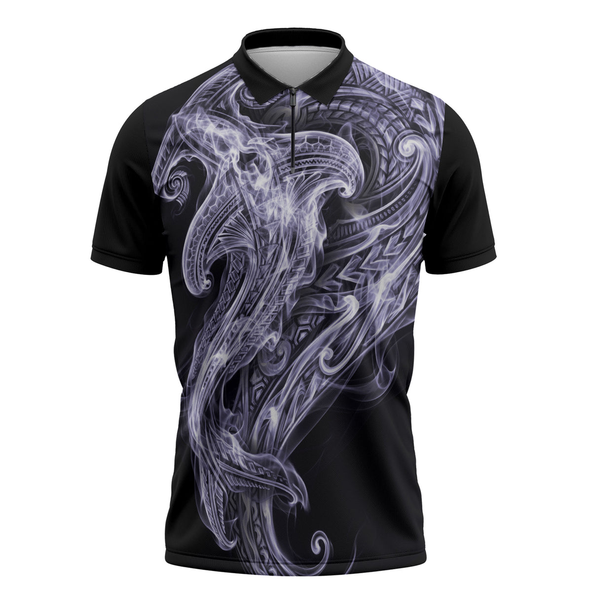 Waiporoporo Maori Tribal Hammershark Ghost Spirit Zipper Polo Shirt