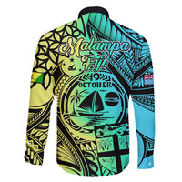 Malampa Fiji Day Family Matching Long Sleeve Bodycon Dress and Hawaiian Shirt Vanuatu Sand Drawing With Polynesian Pattern LT9 - Polynesian Pride