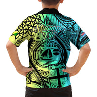Malampa Fiji Day Family Matching Off Shoulder Maxi Dress and Hawaiian Shirt Vanuatu Sand Drawing With Polynesian Pattern LT9 - Polynesian Pride
