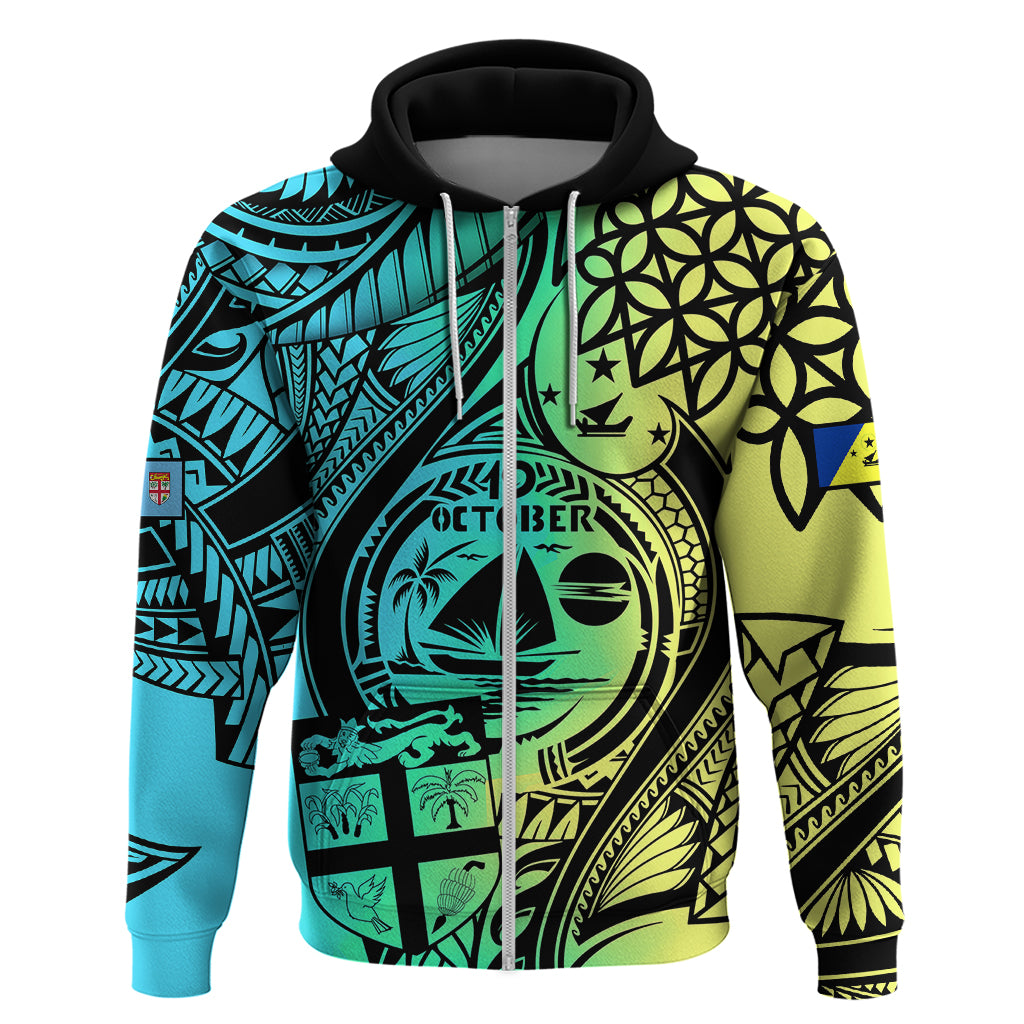 Malampa Fiji Day Hoodie Vanuatu Sand Drawing With Polynesian Pattern LT9 - Polynesian Pride