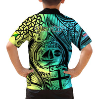 Personalised Malampa Fiji Day Family Matching Off Shoulder Maxi Dress and Hawaiian Shirt Vanuatu Sand Drawing With Polynesian Pattern LT9 - Polynesian Pride