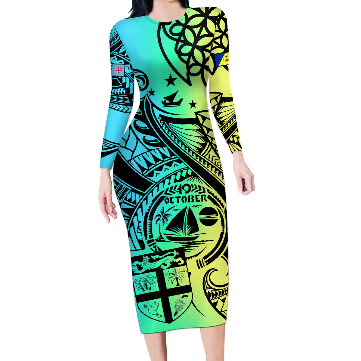 personalised-malampa-fiji-day-long-sleeve-bodycon-dress-vanuatu-sand-drawing-with-polynesian-pattern