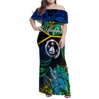 malampa-day-family-matching-off-shoulder-maxi-dress-and-hawaiian-shirt-vanuatu-flowers-with-malampa-emblem-tribal-pattern