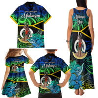 Malampa Day Family Matching Tank Maxi Dress and Hawaiian Shirt Vanuatu Flowers with Malampa Emblem Tribal Pattern LT9 - Polynesian Pride