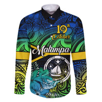 Malampa Day Family Matching Tank Maxi Dress and Hawaiian Shirt Vanuatu Flowers with Malampa Emblem Tribal Pattern LT9 Dad's Shirt - Long Sleeve Black - Polynesian Pride