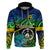 Malampa Day Hoodie Vanuatu Flowers with Malampa Emblem Tribal Pattern LT9 Black - Polynesian Pride