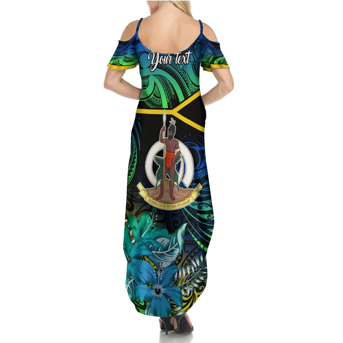 personalised-malampa-day-family-matching-summer-maxi-dress-and-hawaiian-shirt-vanuatu-flowers-with-malampa-emblem-tribal-pattern