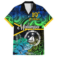 Personalised Malampa Day Family Matching Tank Maxi Dress and Hawaiian Shirt Vanuatu Flowers with Malampa Emblem Tribal Pattern LT9 Dad's Shirt - Short Sleeve Black - Polynesian Pride