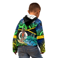 Personalised Malampa Day Kid Hoodie Vanuatu Flowers with Malampa Emblem Tribal Pattern LT9 - Polynesian Pride