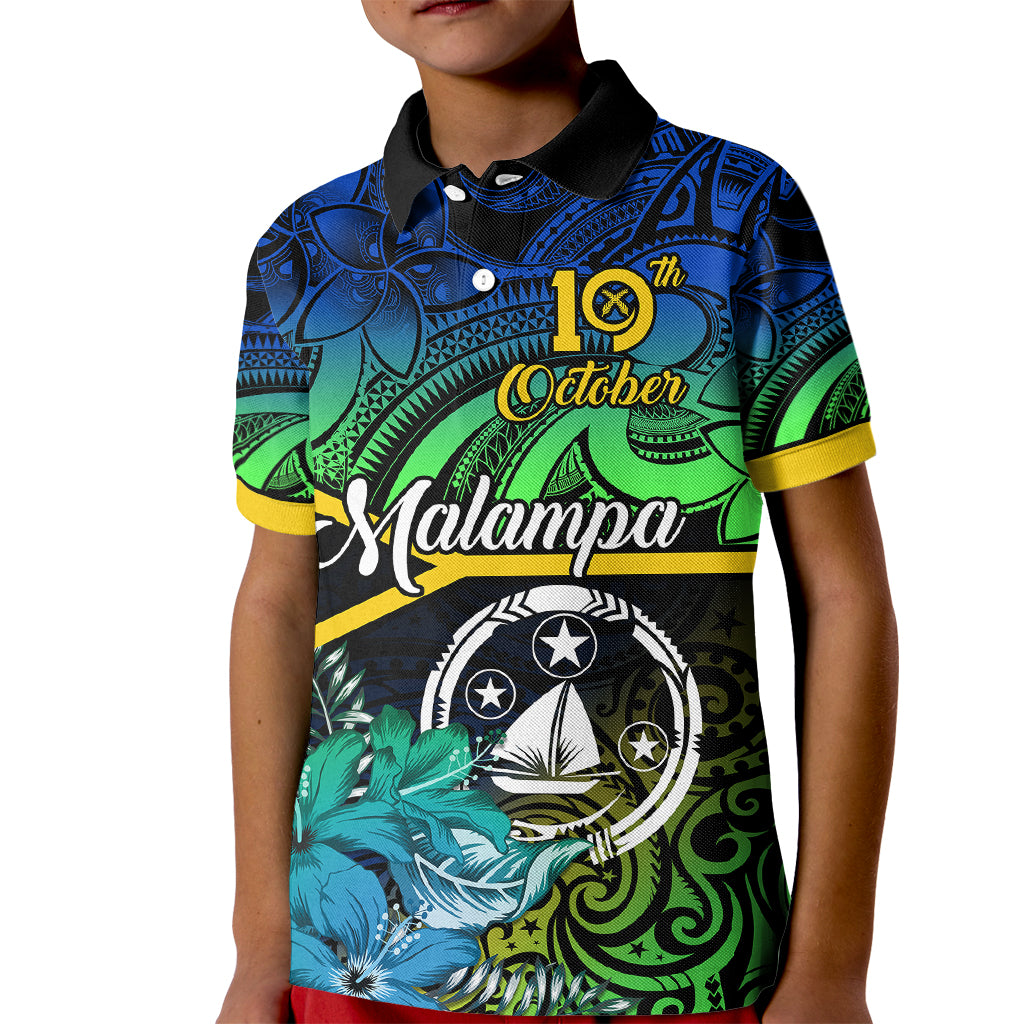 Personalised Malampa Day Kid Polo Shirt Vanuatu Flowers with Malampa Emblem Tribal Pattern LT9 Kid Black - Polynesian Pride