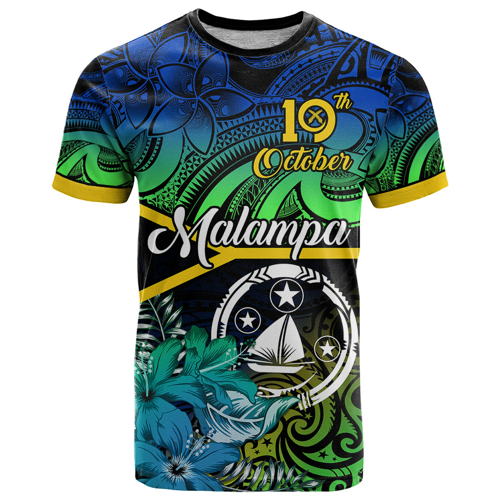 Personalised Malampa Day T Shirt Vanuatu Flowers with Malampa Emblem Tribal Pattern LT9 Black - Polynesian Pride