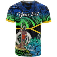 Personalised Malampa Day T Shirt Vanuatu Flowers with Malampa Emblem Tribal Pattern LT9 - Polynesian Pride