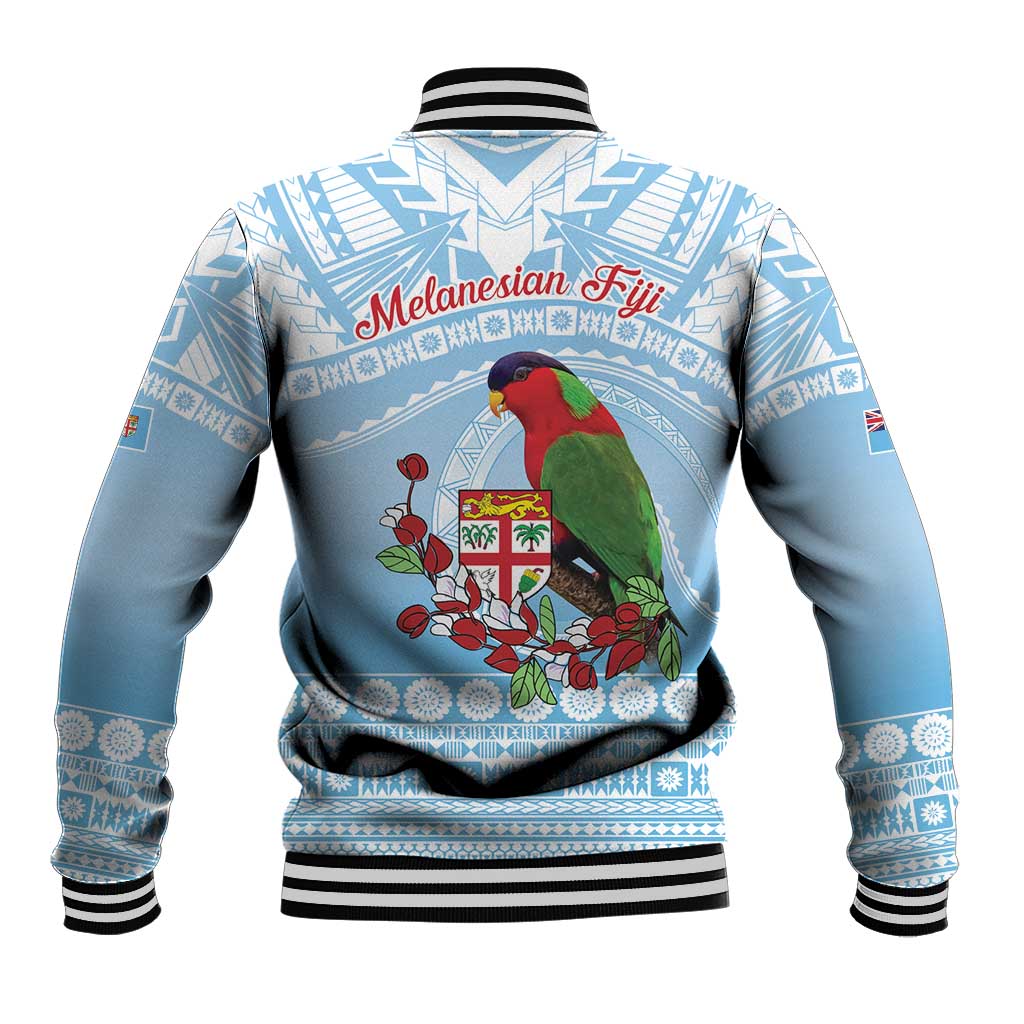 Melanesian Fiji Kula Bird Baseball Jacket with Tagimoucia Masi Tapa Pattern