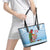 Melanesian Fiji Kula Bird Leather Tote Bag with Tagimoucia Masi Tapa Pattern