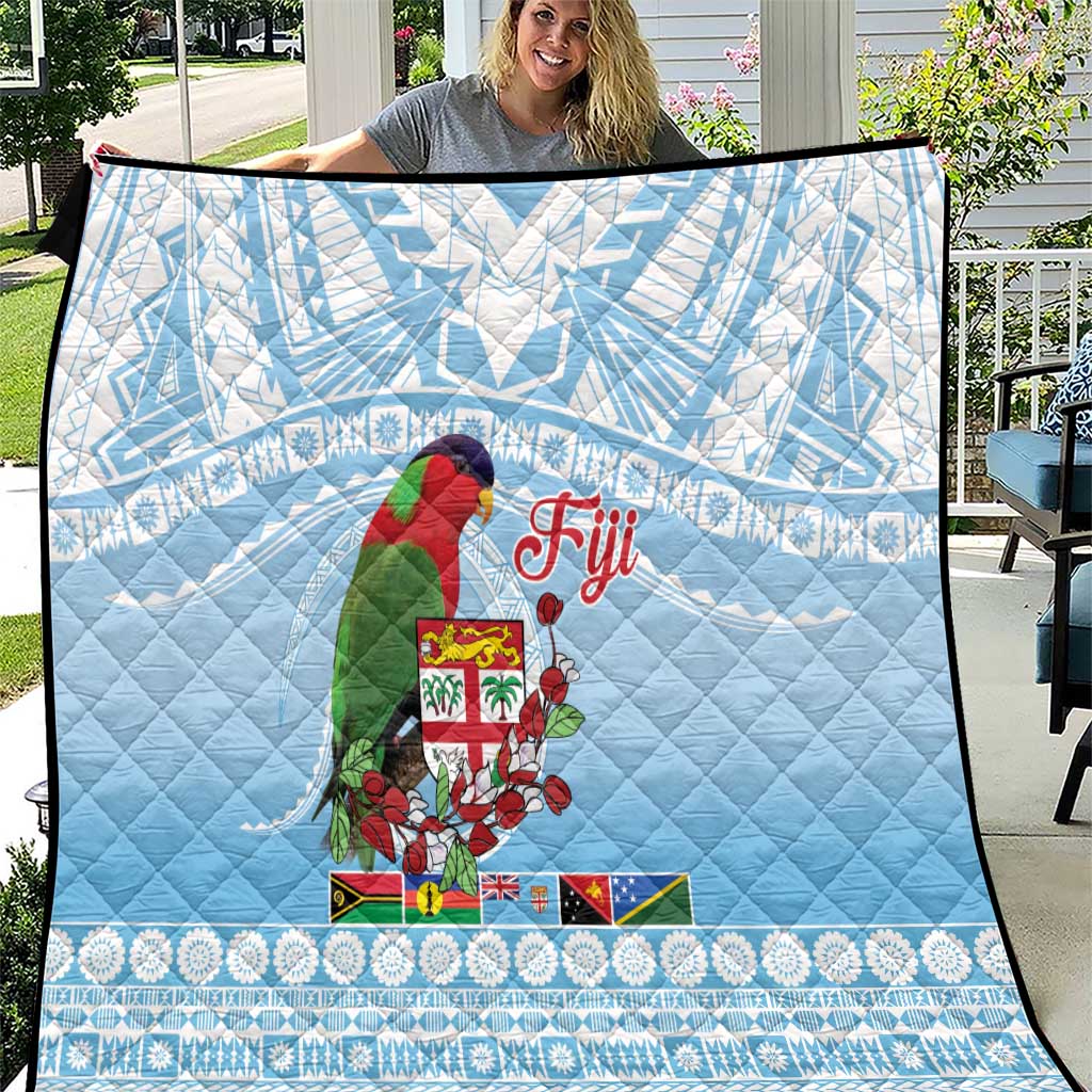 Melanesian Fiji Kula Bird Quilt with Tagimoucia Masi Tapa Pattern