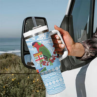 Melanesian Fiji Tumbler With Handle Kula Bird with Tagimoucia Masi Tapa Pattern