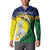 Melanesian New Caledonia Button Sweatshirt Plumeria Kagu Bird and Nautilus Shell