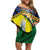 Melanesian New Caledonia Off Shoulder Short Dress Plumeria Kagu Bird and Nautilus Shell