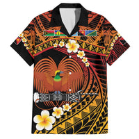 Melanesian Papua New Guinea Family Matching Off The Shoulder Long Sleeve Dress and Hawaiian Shirt Plumeria Bird of Paradise Tribal LT9 Dad's Shirt - Short Sleeve Red - Polynesian Pride