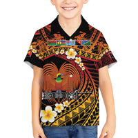 Melanesian Papua New Guinea Family Matching Short Sleeve Bodycon Dress and Hawaiian Shirt Plumeria Bird of Paradise Tribal LT9 Son's Shirt Red - Polynesian Pride