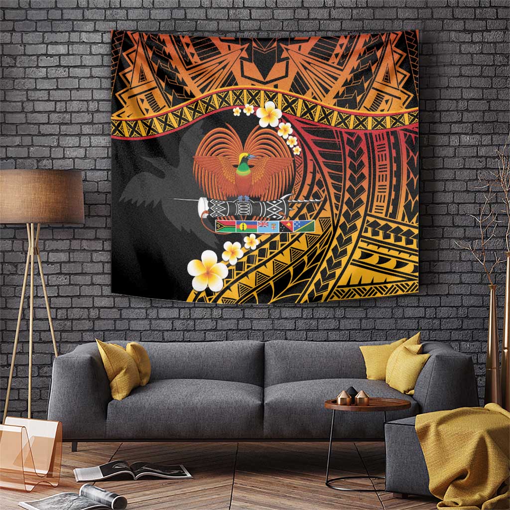 Melanesian Papua New Guinea Tapestry Plumeria Bird of Paradise Tribal