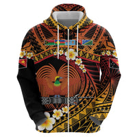 Melanesian Papua New Guinea Zip Hoodie Plumeria Bird of Paradise Tribal